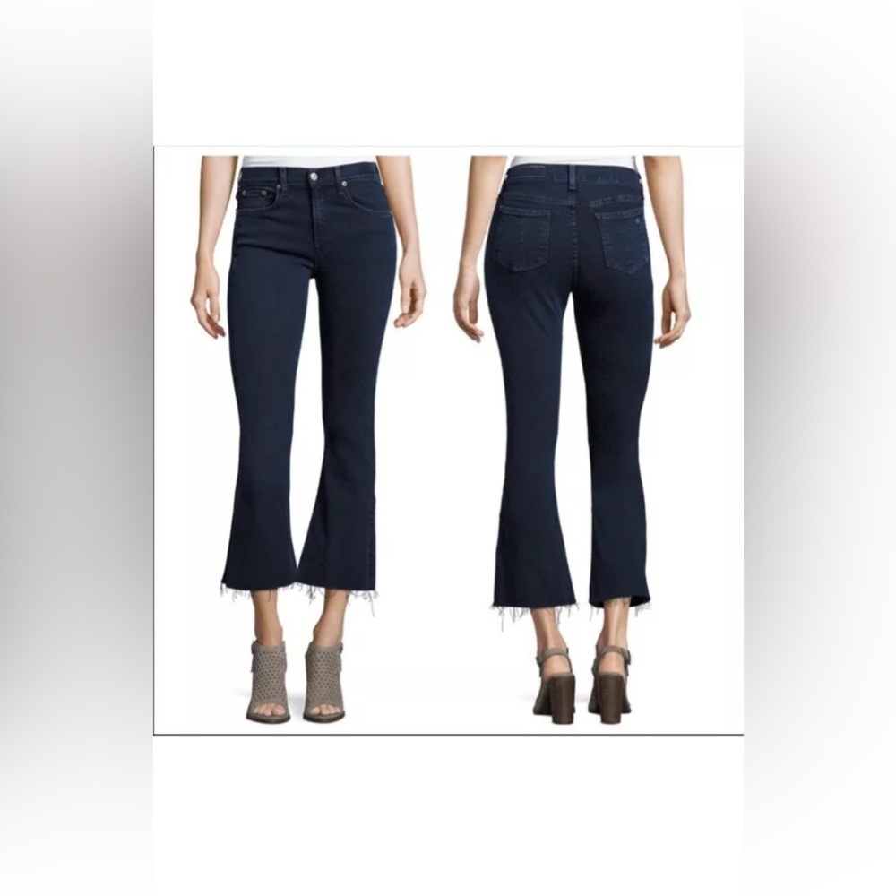 rag and bone 10 inch crop flare dark blue jeans sz 27